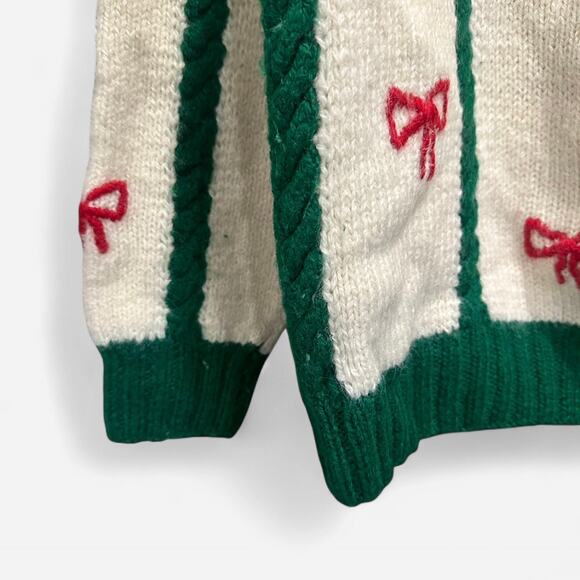 Brooks Brothers Rare Vintage Bow Hand Knit Christmas Sweater Pure Wool Small - Picture 10 of 15